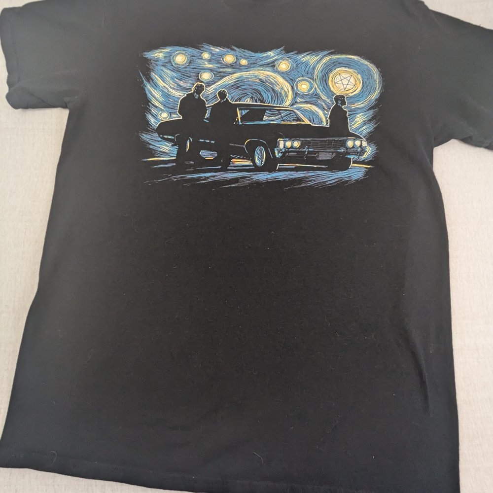 Supernatural Black Graphic T-Shirt Size Medium